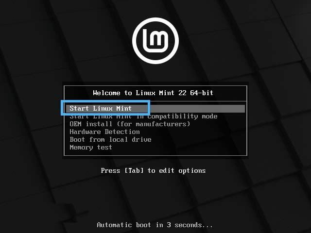启动 Linux Mint